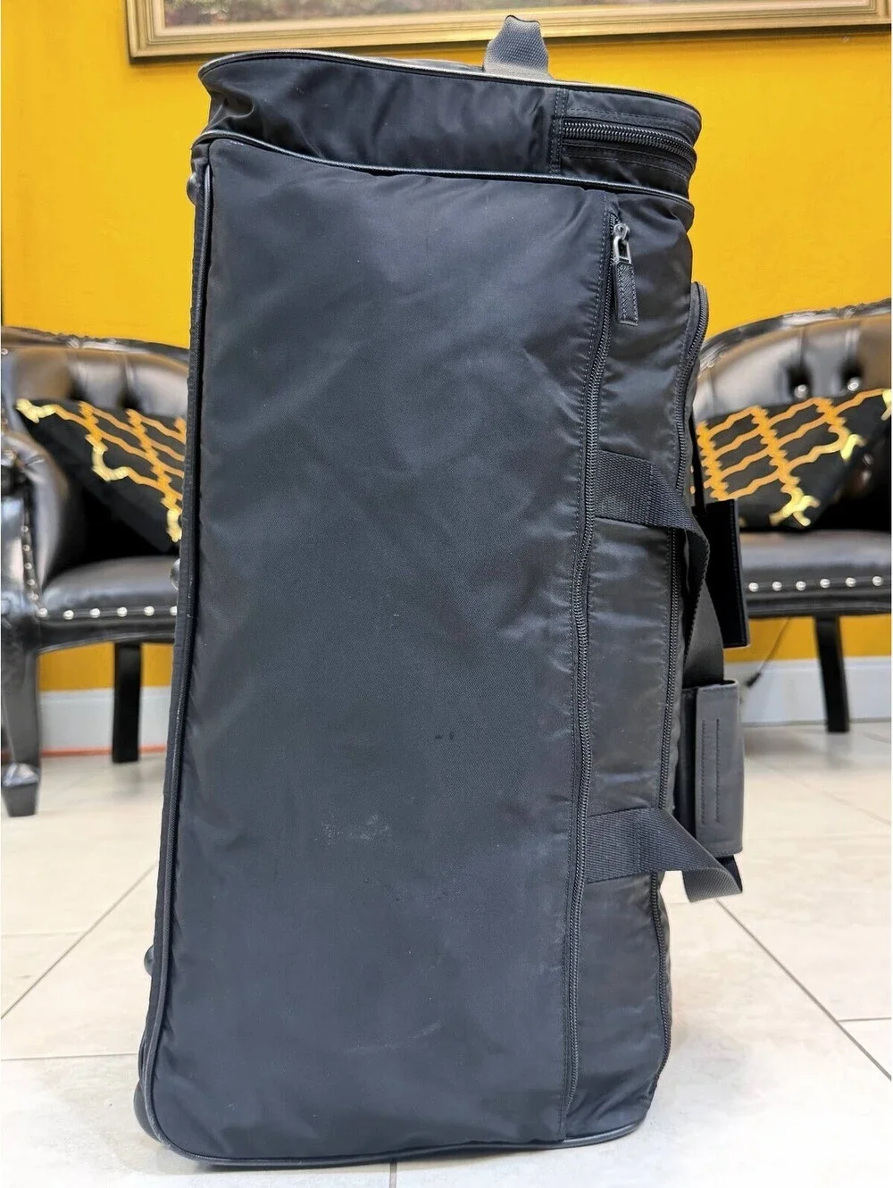 Prada Re-Nylon and Saffiano Leather Trolley Weekender Bag